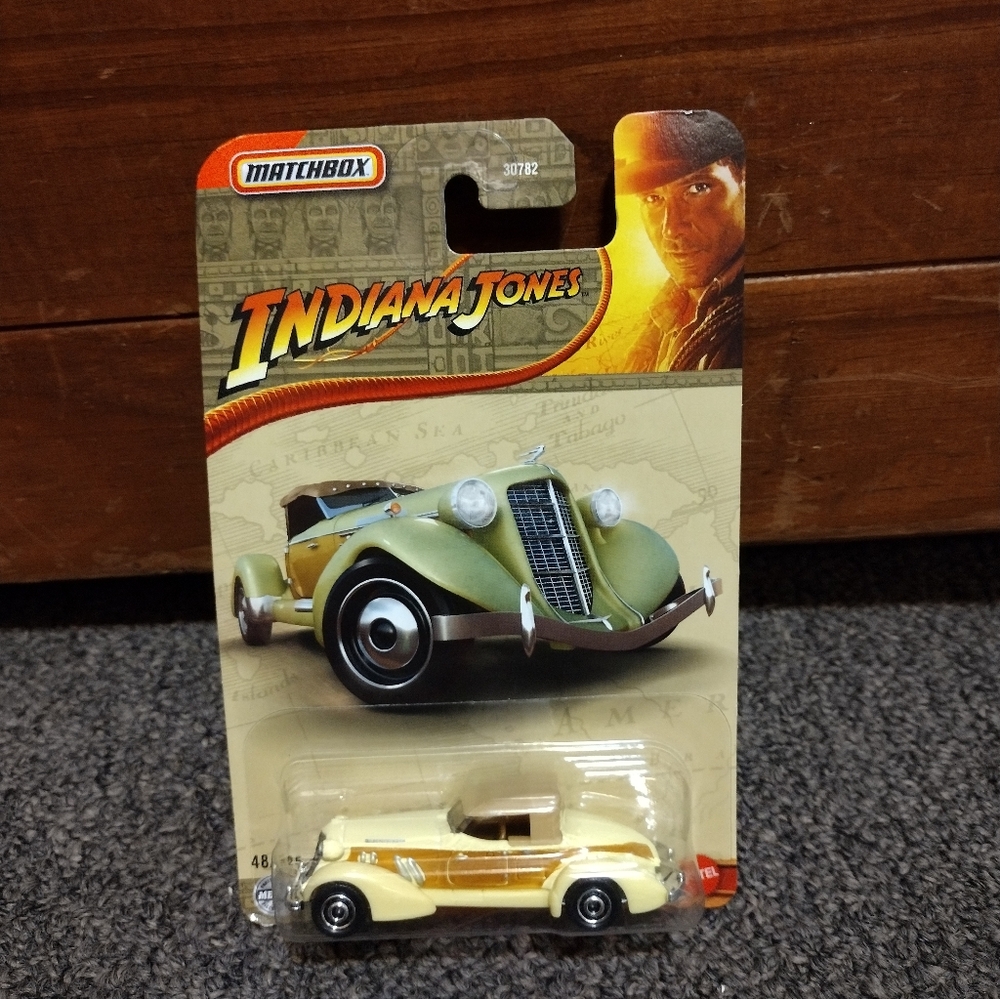 Matchbox Indiana Jones Yellow Classic Convertible Toy Car